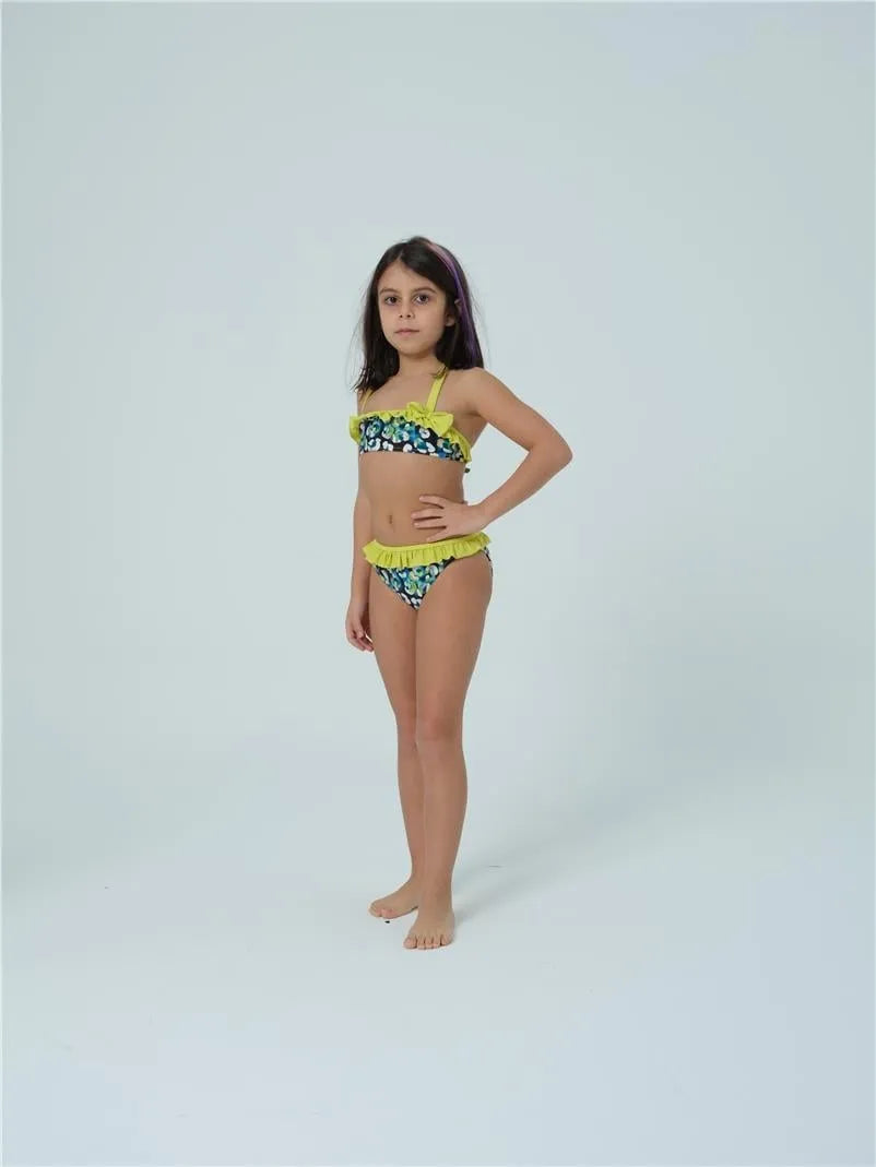 KÇ7503 Kız Çocuk Bikini Takımı - Yeşil