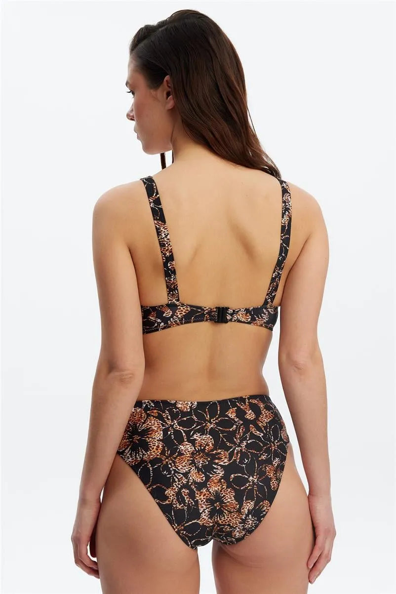 B1540 Balenli Üçgen Bikini - Siyah