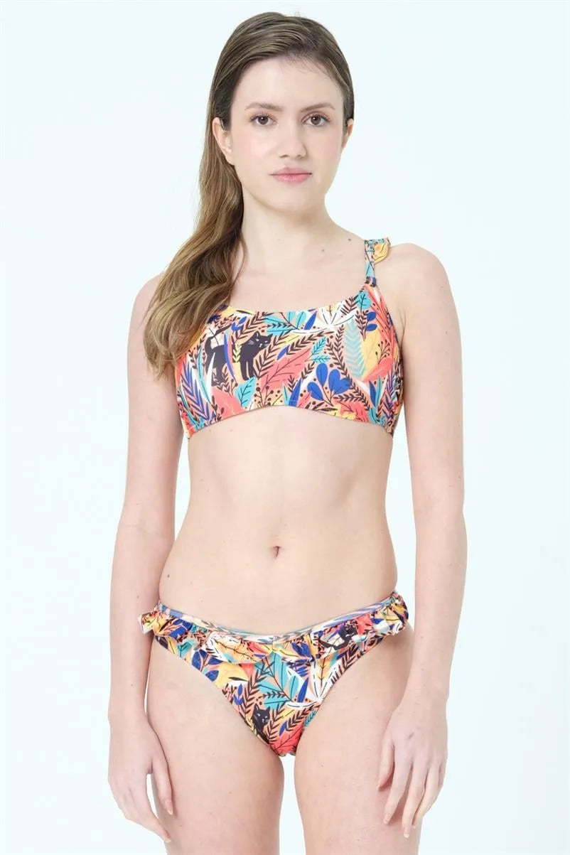 B1549 Çapraz Askılı Bikini - Turuncu