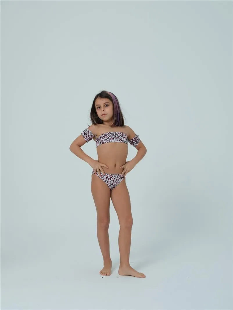 KÇ7504 Kız Çocuk Bikini Takım - Pembe