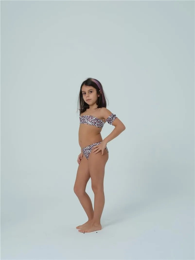 KÇ7504 Kız Çocuk Bikini Takım - Pembe