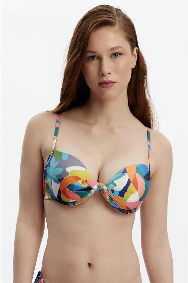 MM8502 Double Push Up Bikini Üstü - Desenli
