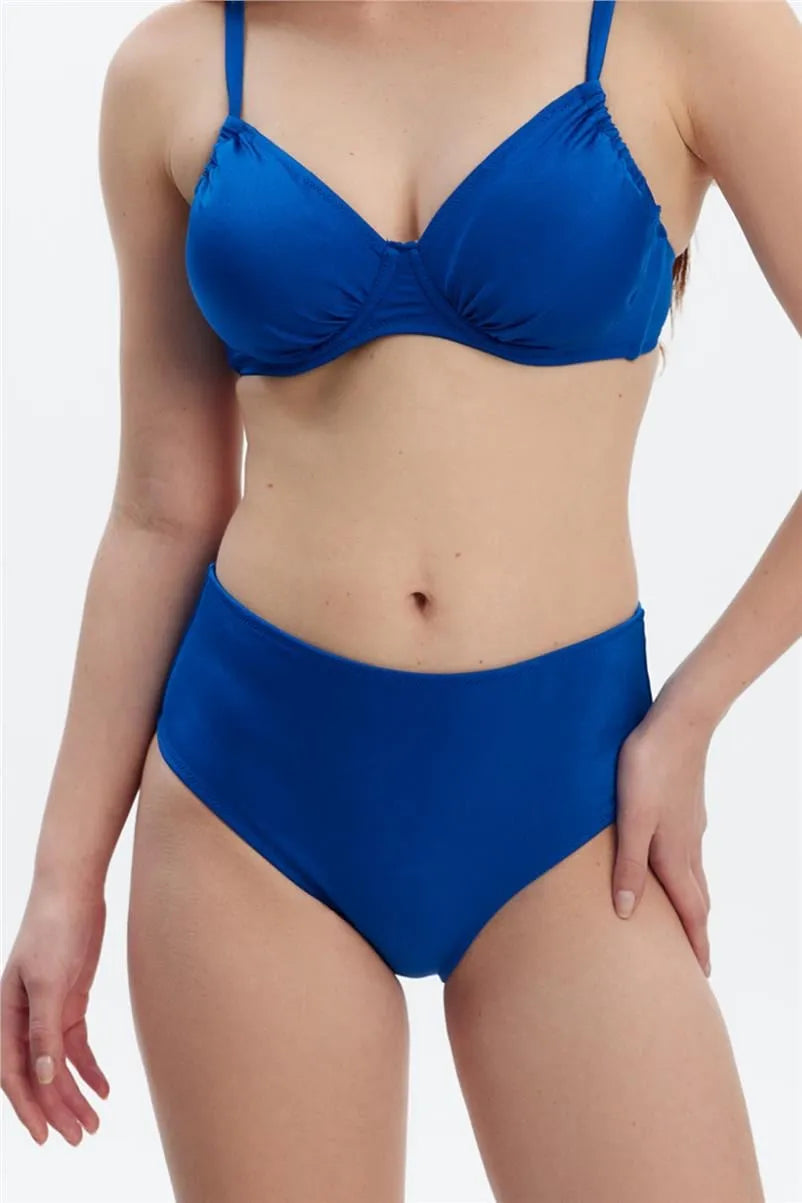 MM8508 Yüksek Bel Bikini Alt - Mavi
