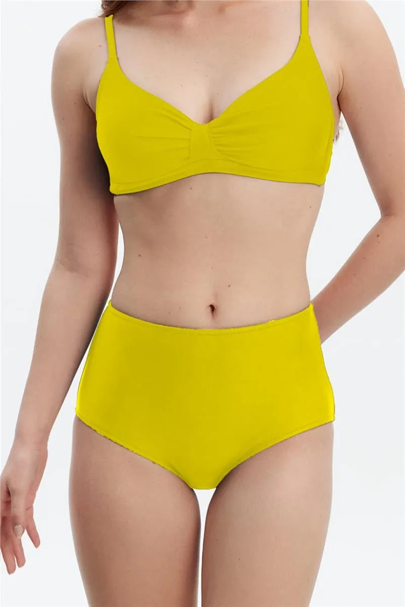 MM8508 Yüksek Bel Bikini Alt - Sarı