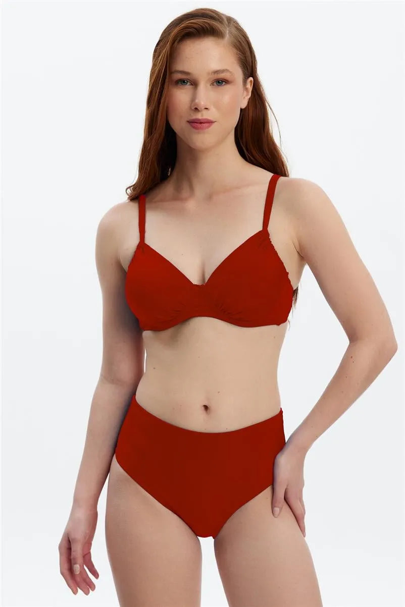 MM8508 Yüksek Bel Bikini Alt - Kırmızı