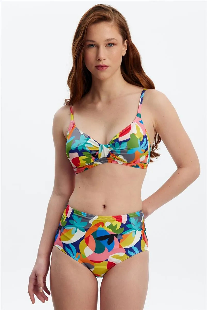 MM8508 Yüksek Bel Bikini Alt - Desenli