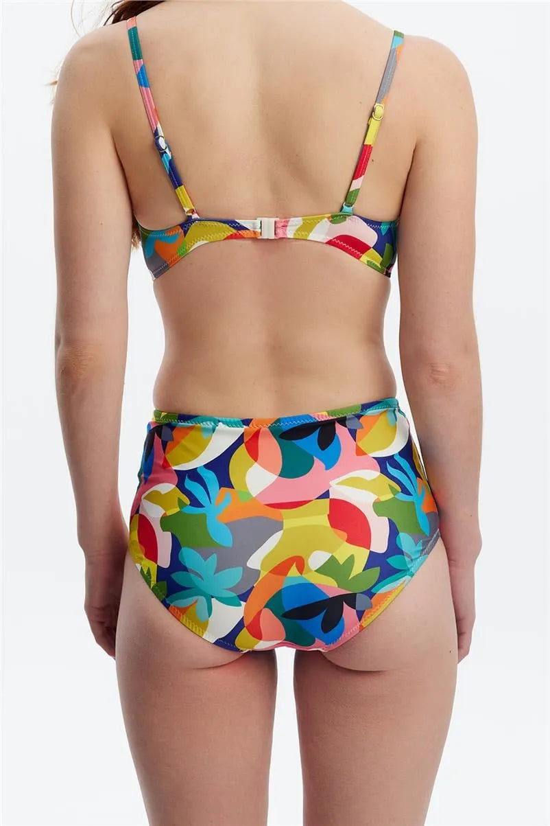MM8508 Yüksek Bel Bikini Alt - Desenli