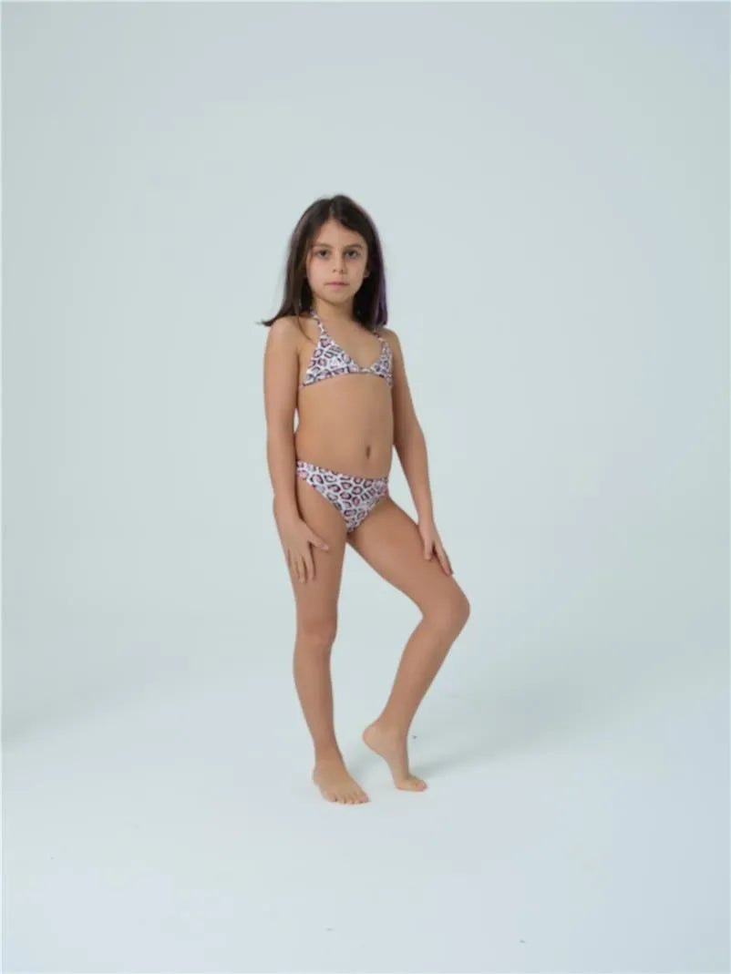 KÇ7511 Kız Çocuk Üçgen Bikini - Pembe
