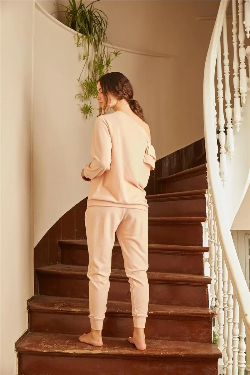 Kayık Yaka Homewear Takımı – Pembe