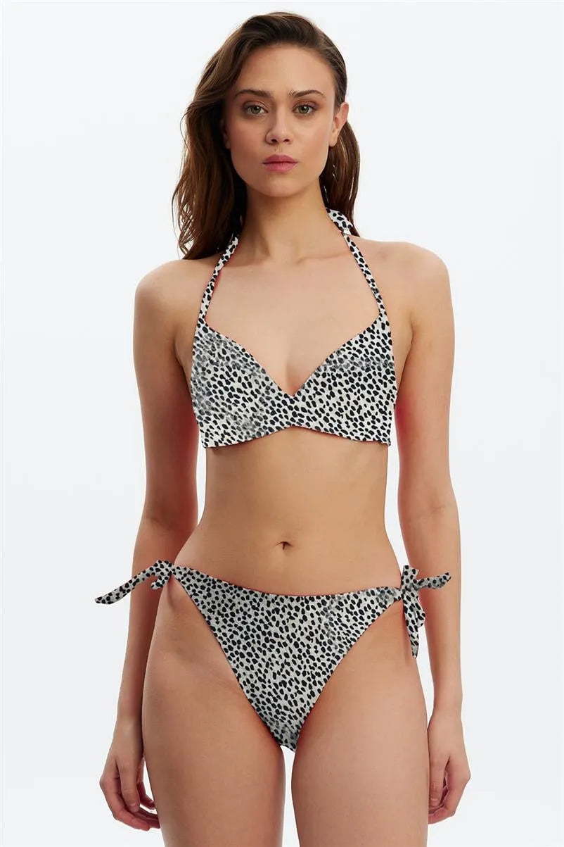B1621 Kaplı Üçgen Bikini Takım - Leopar