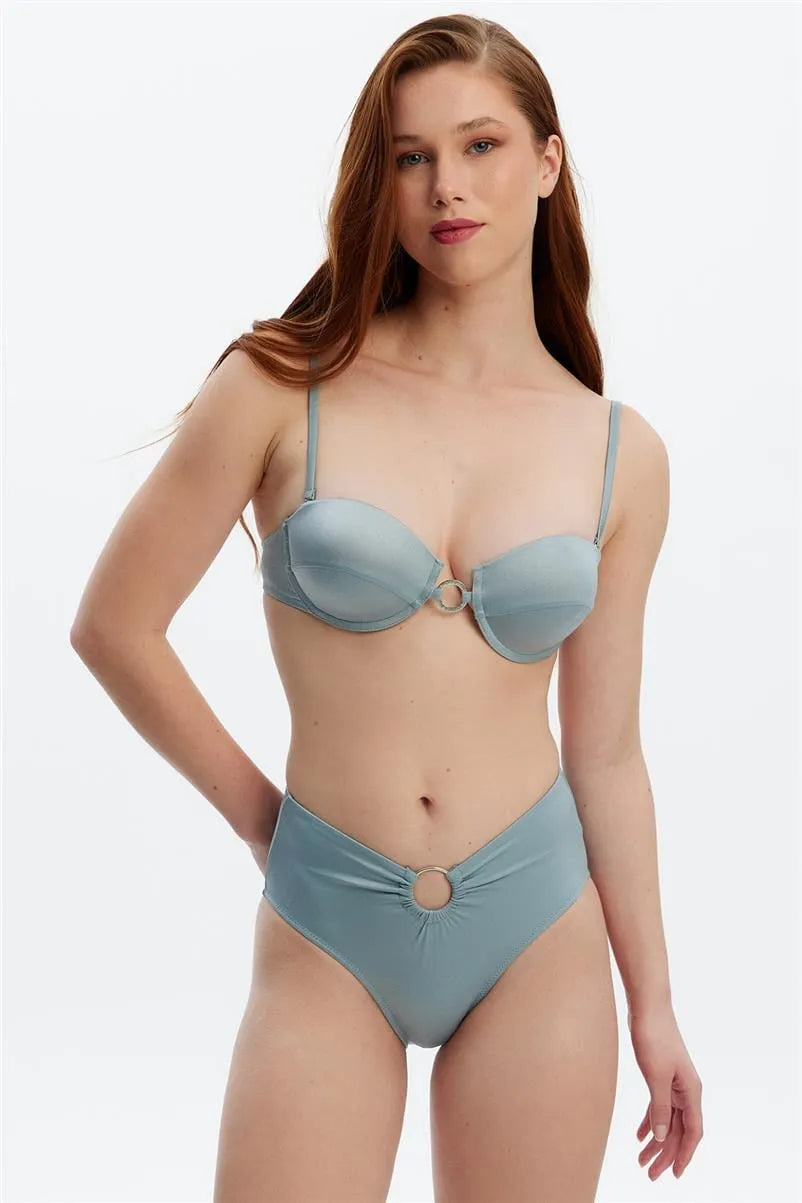 B1640 Boş Kaplı Bikini Takım - Gri
