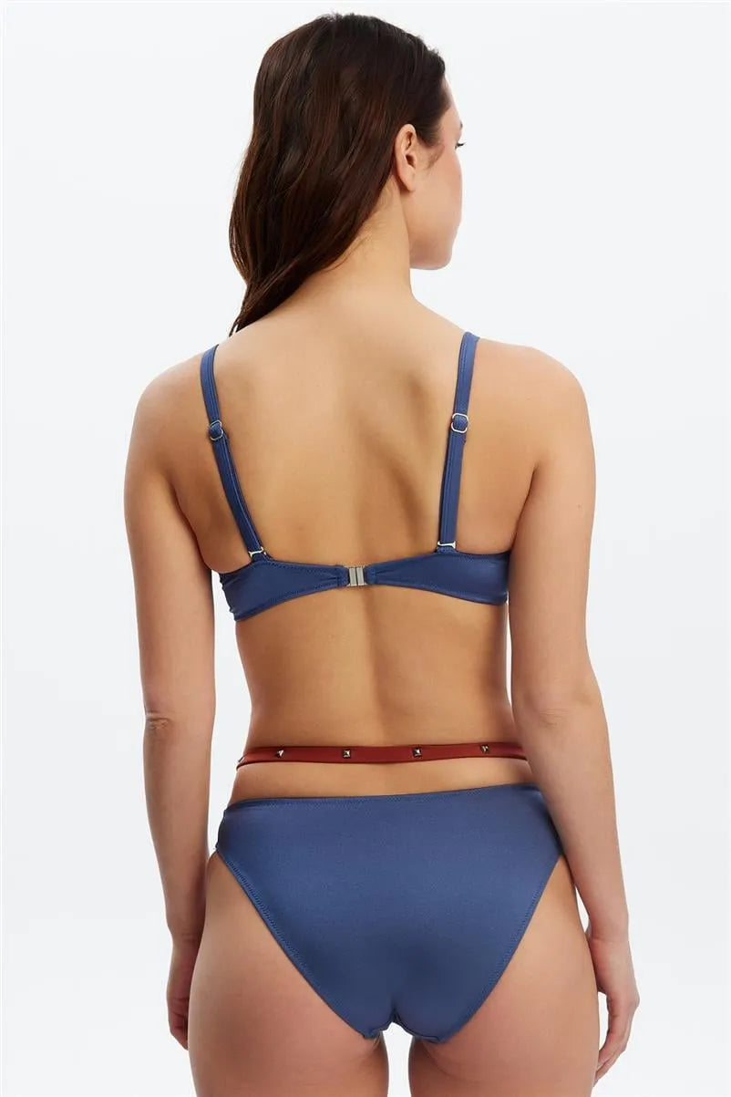 B1652 Kaplı Bikini Takım - İndigo