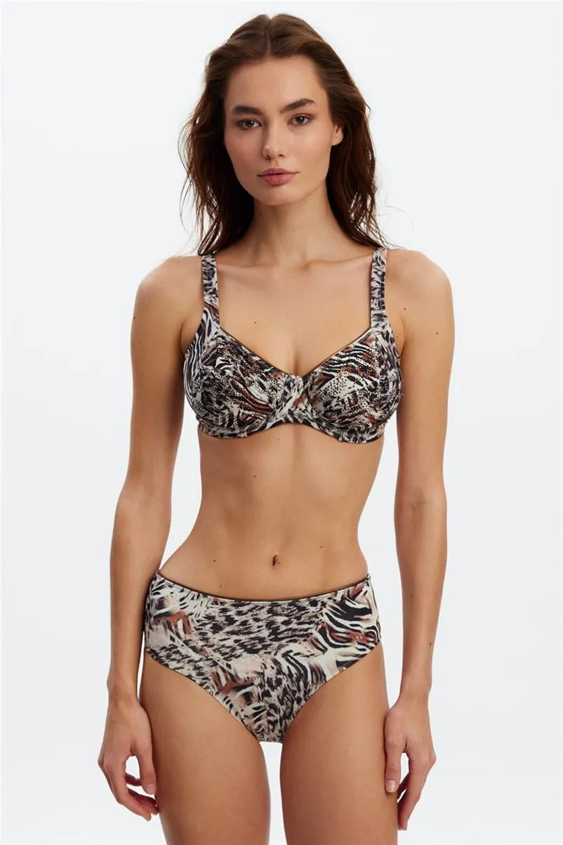 B1664 Balenli Bikini Takım - Kahverengi