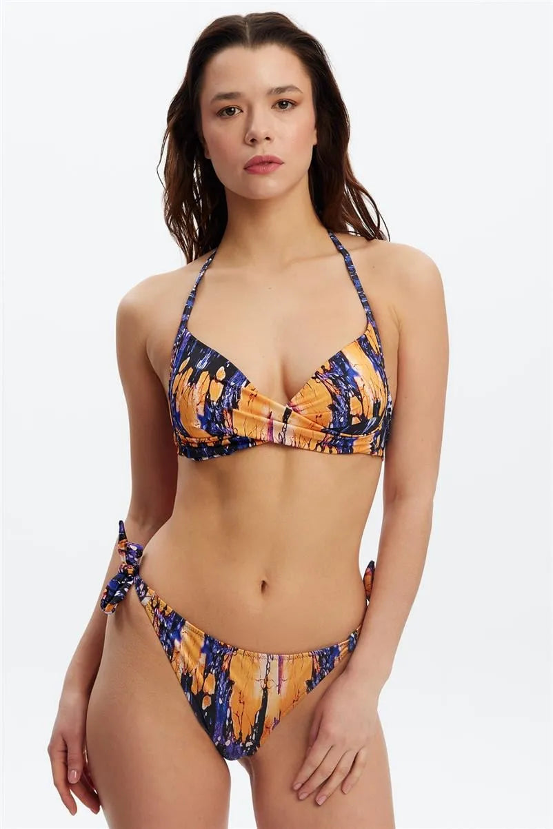 Kaplı Bikini Takımı – Kademeli Push-Up Etkili Tasarım - Mor
