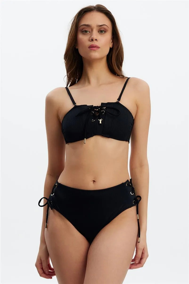 B1674 Straplez Bikini Takım - Siyah