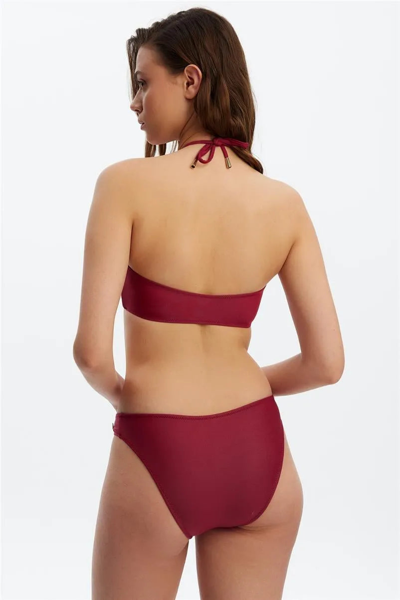 B1706 Straplez Bikini Takım - Bordo