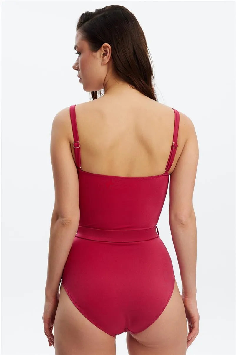 M2689 Tokalı Straplez Mayo - Fuşya
