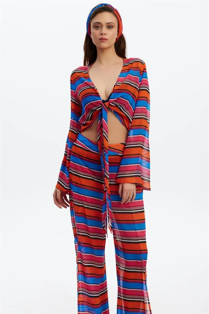 P5611 Crop Pantolon Takım - Kırmızı