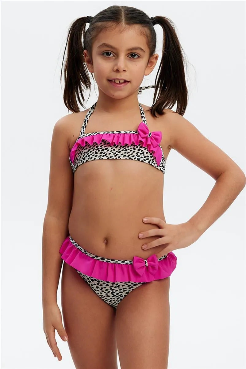 KÇ7752 Straplez Fırfırlı Bikini - Leopar