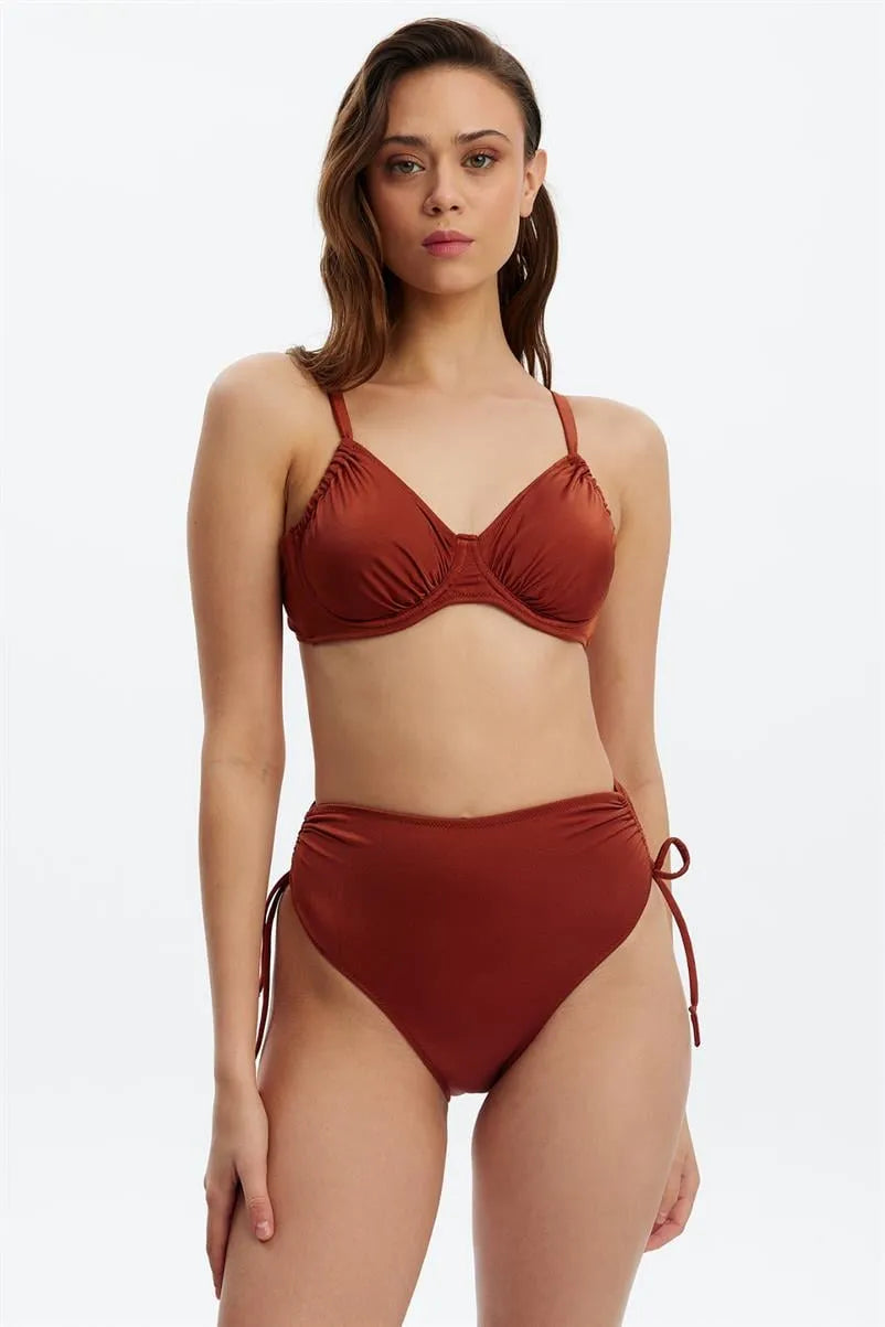 Kiremit Asansörlü Toparlayıcı Balenli Bikini Üstü - Ayarlanabilir Askılı