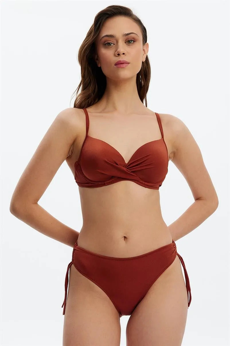 MM8524 Dönmeli Kap Bikini Üstü - Kiremit