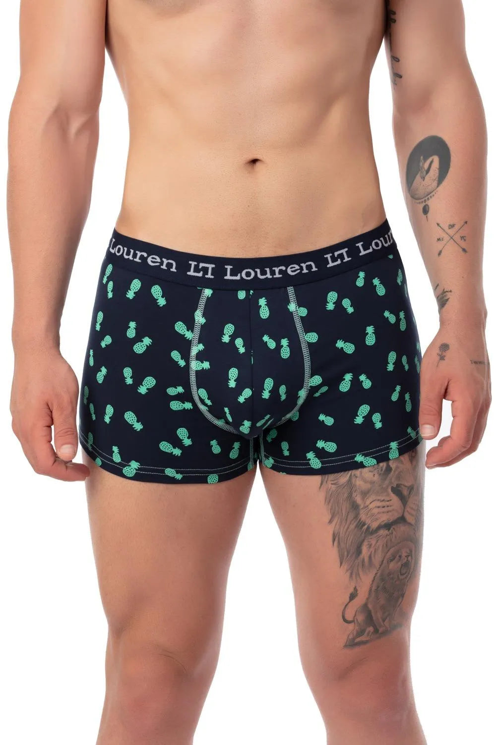 Lacivert Ananas Desenli Erkek 3'lü Boxer Seti