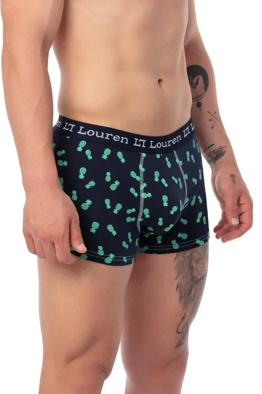 Lacivert Ananas Desenli Erkek 3'lü Boxer Seti