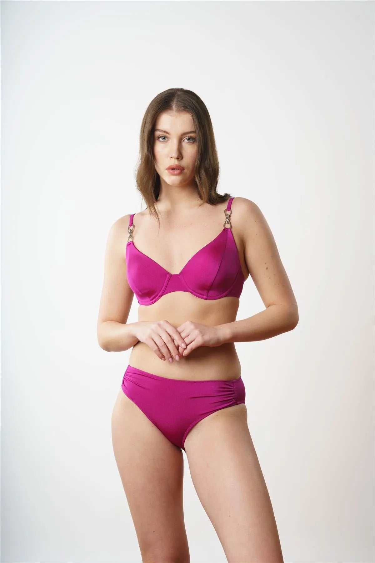 B1803 Kaplı Bikini Takım - Fuşya