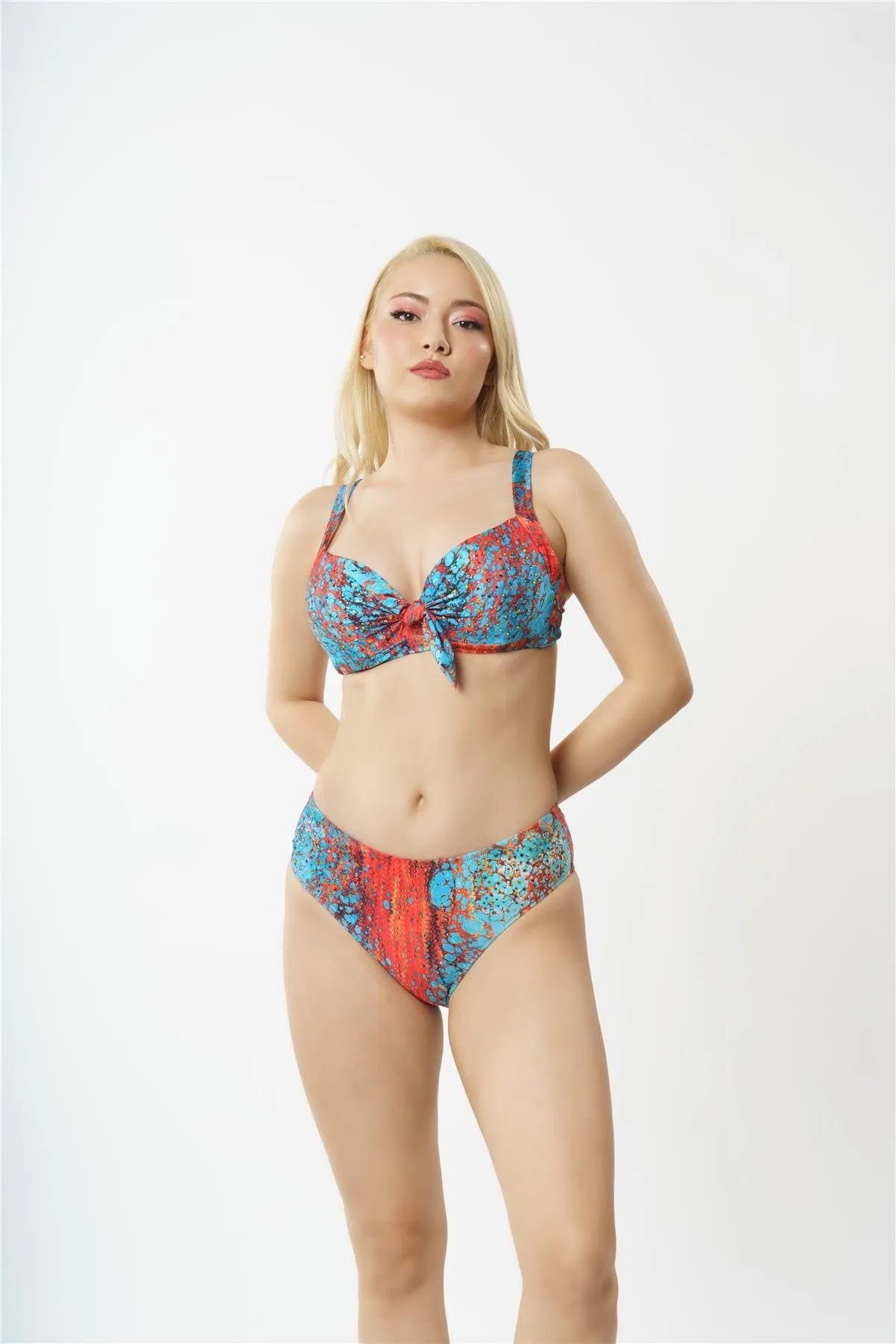 B1809 Taşlı Kaplı Bikini Takımı - Kırmızı