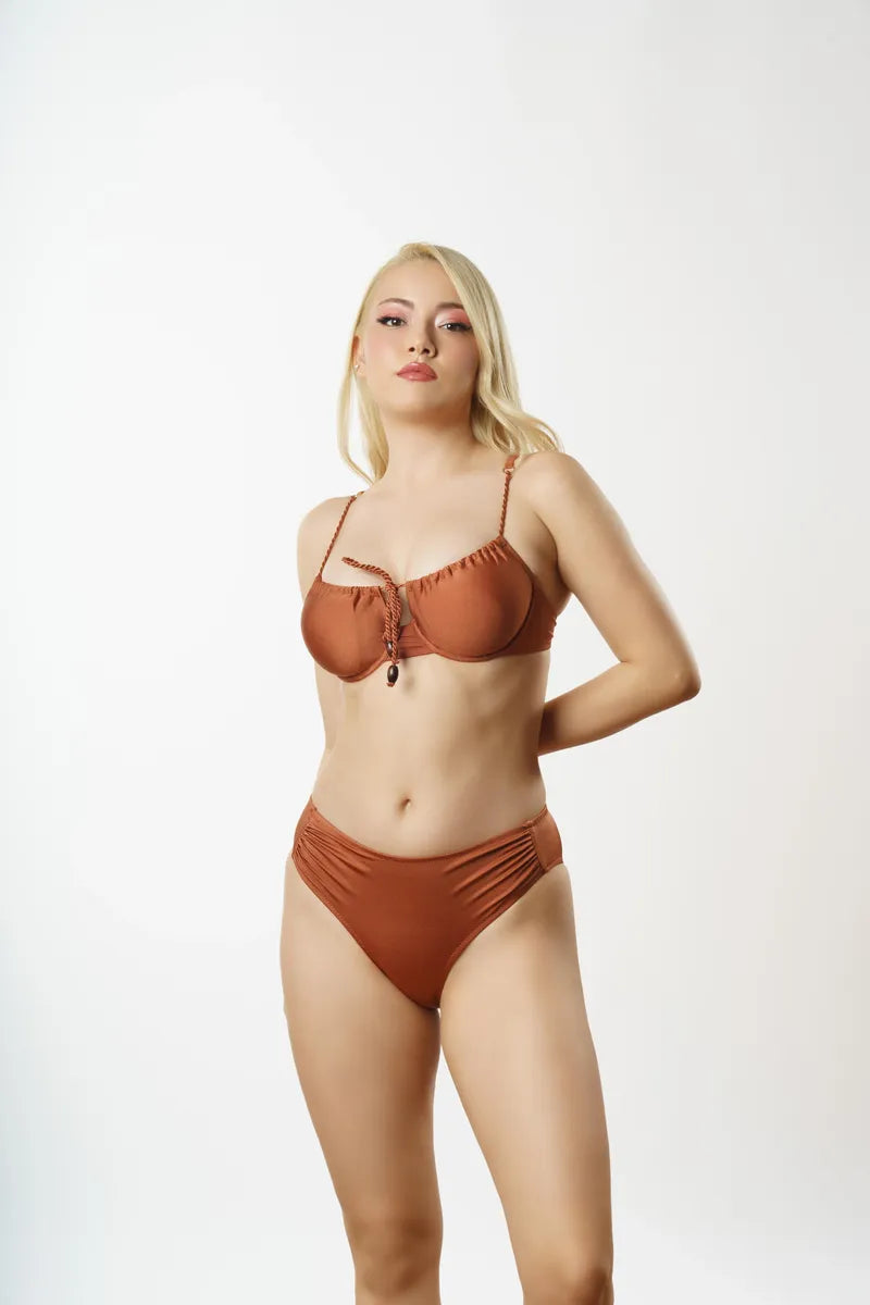 B1833 Toparlayıcı Bikini Takım - Kahverengi