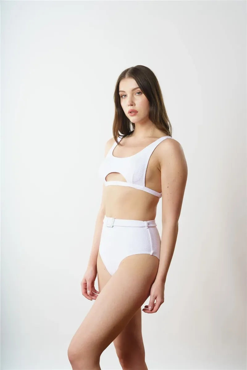 B1837 U Yaka Bikini Takımı - Beyaz