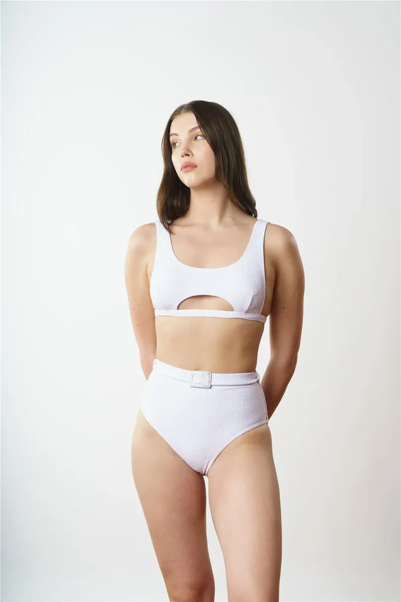 B1837 U Yaka Bikini Takımı - Beyaz