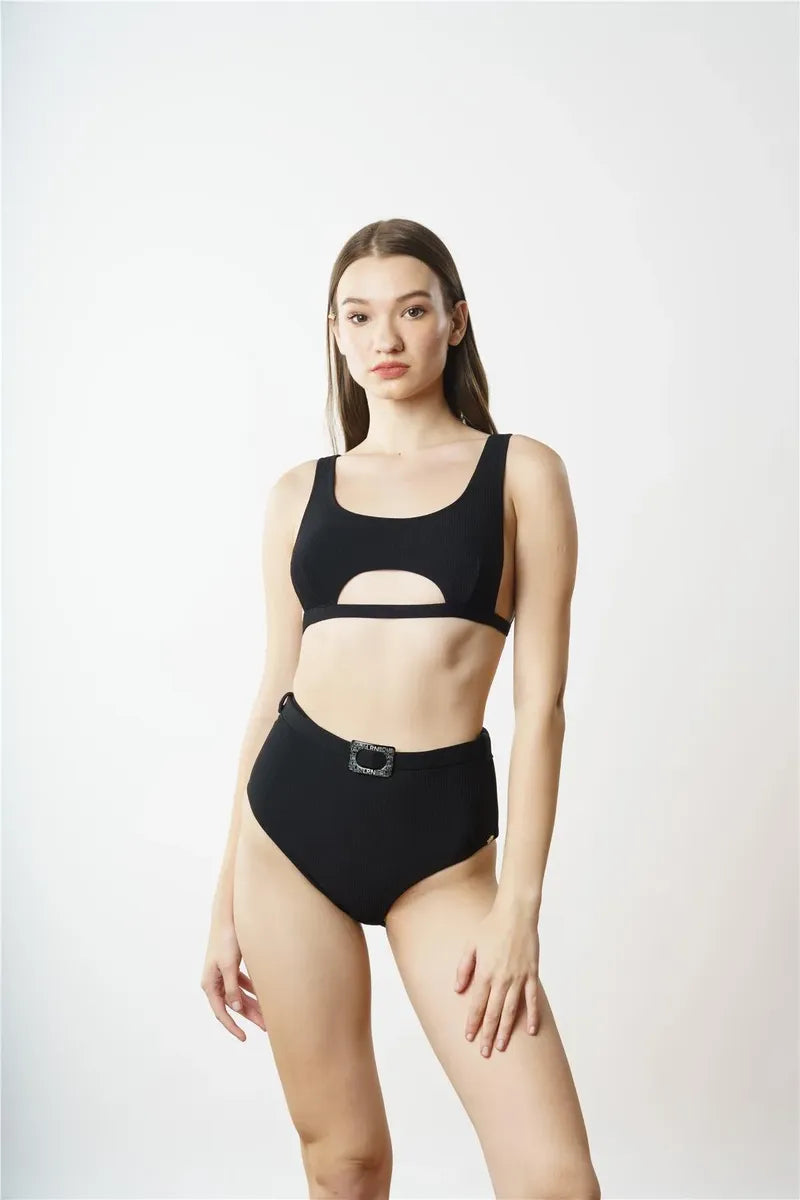 B1837 U Yaka Bikini Takımı - Siyah