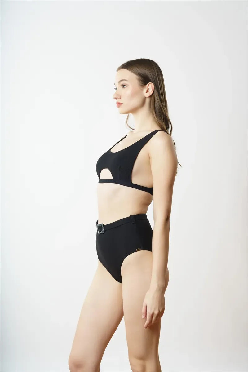 B1837 U Yaka Bikini Takımı - Siyah