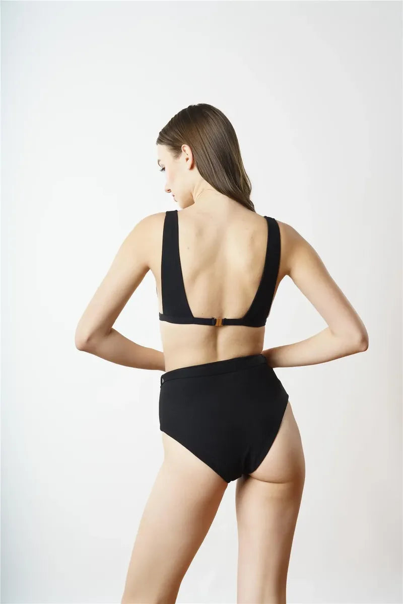 B1837 U Yaka Bikini Takımı - Siyah