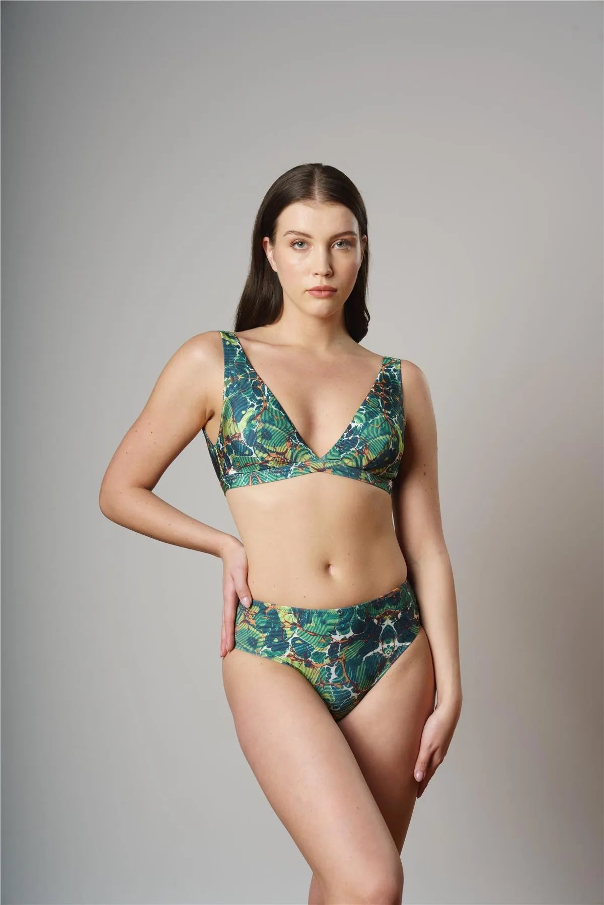B1844 Geniş Üçgen Bikini Takımı - Yeşil