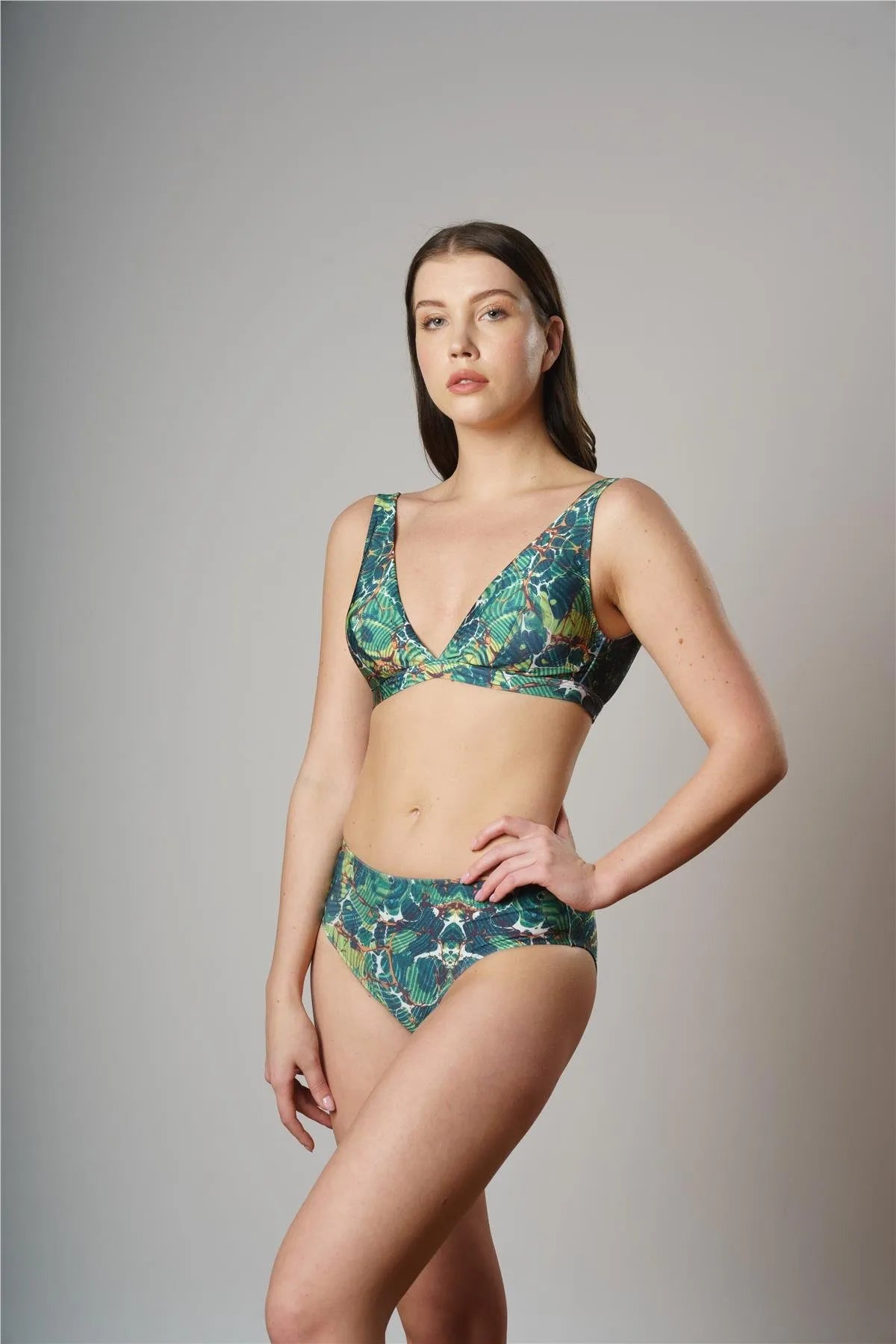 B1844 Geniş Üçgen Bikini Takımı - Yeşil