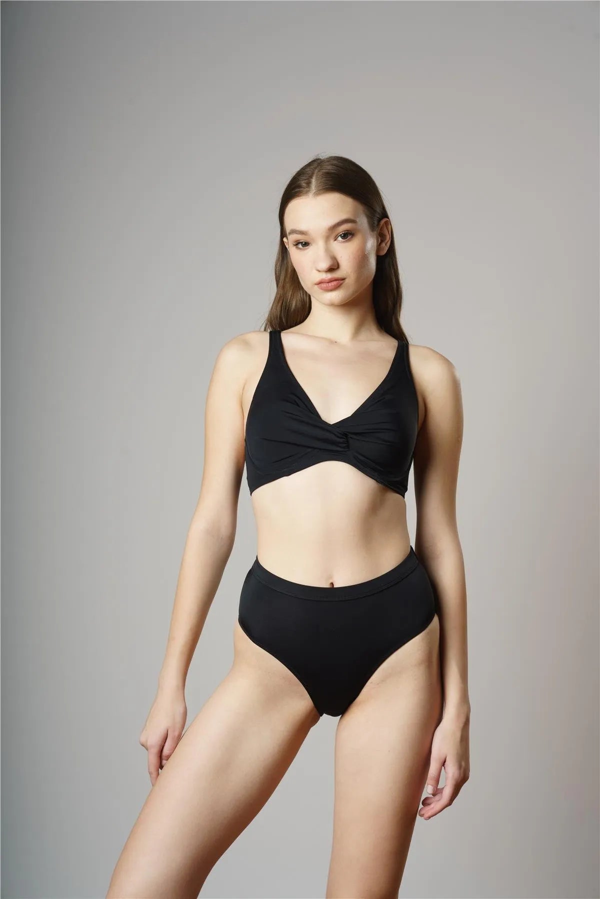 B1845 Telli Toparlayıcı Bikini Takım - Siyah