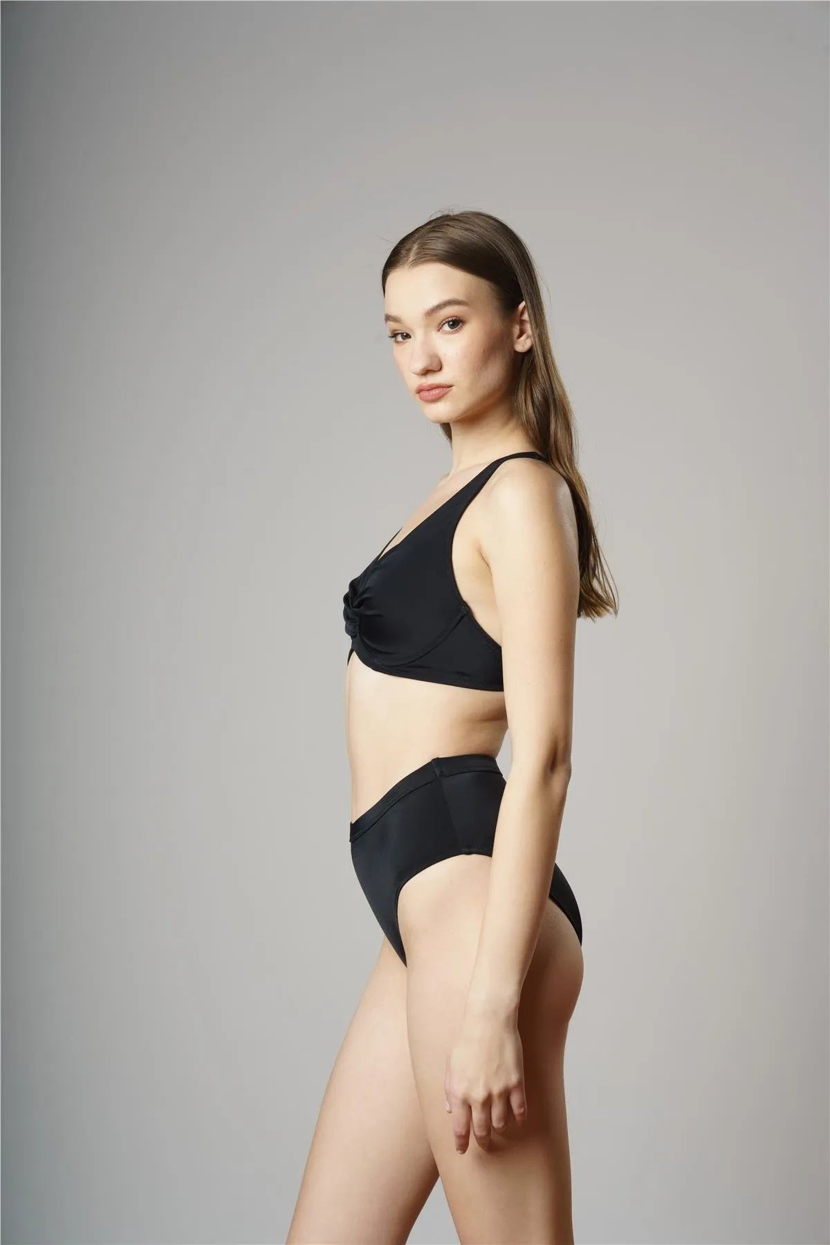 B1845 Telli Toparlayıcı Bikini Takım - Siyah