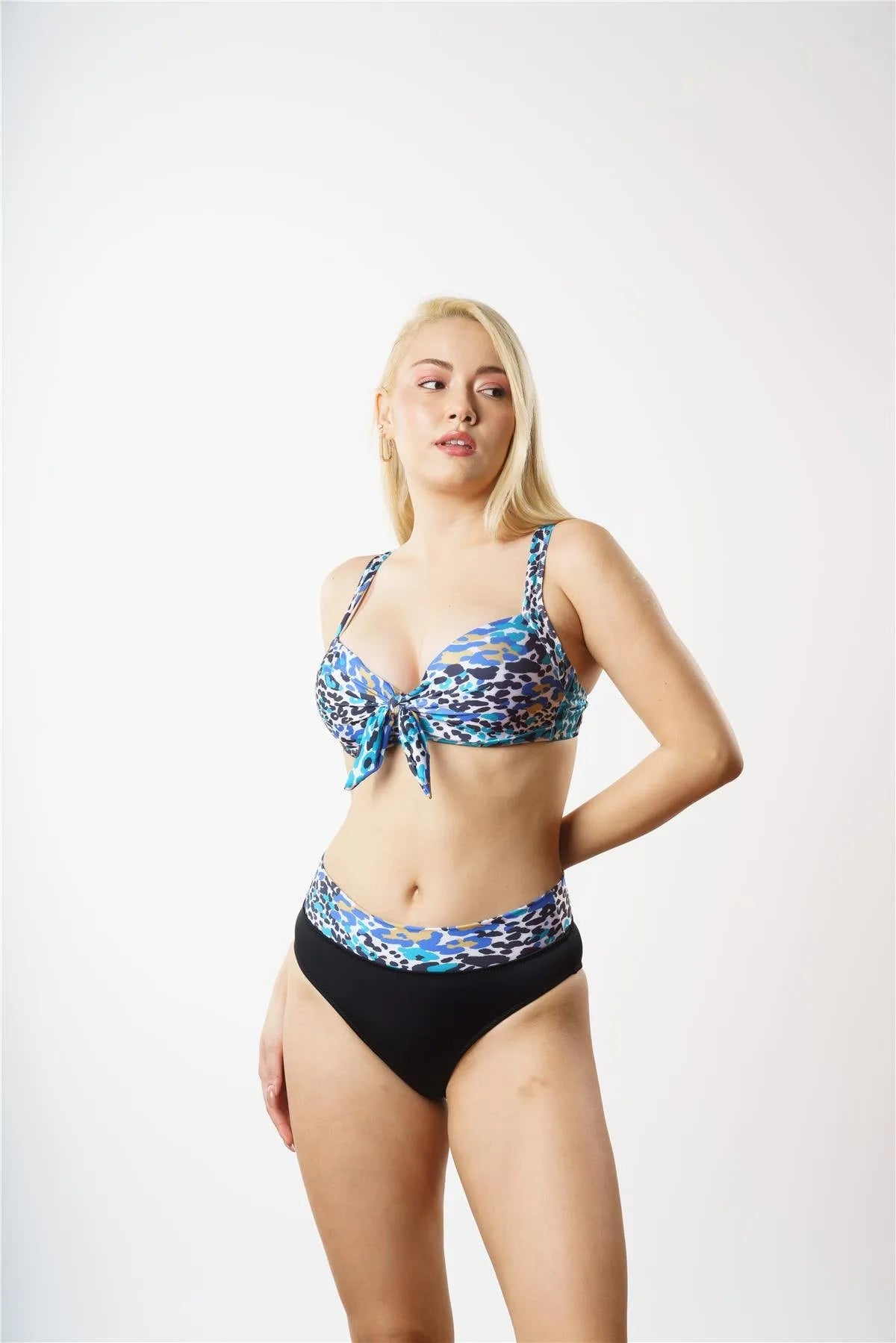 B1848 Boş Kaplı Toparlayıcı Bikini Takım - Mavi
