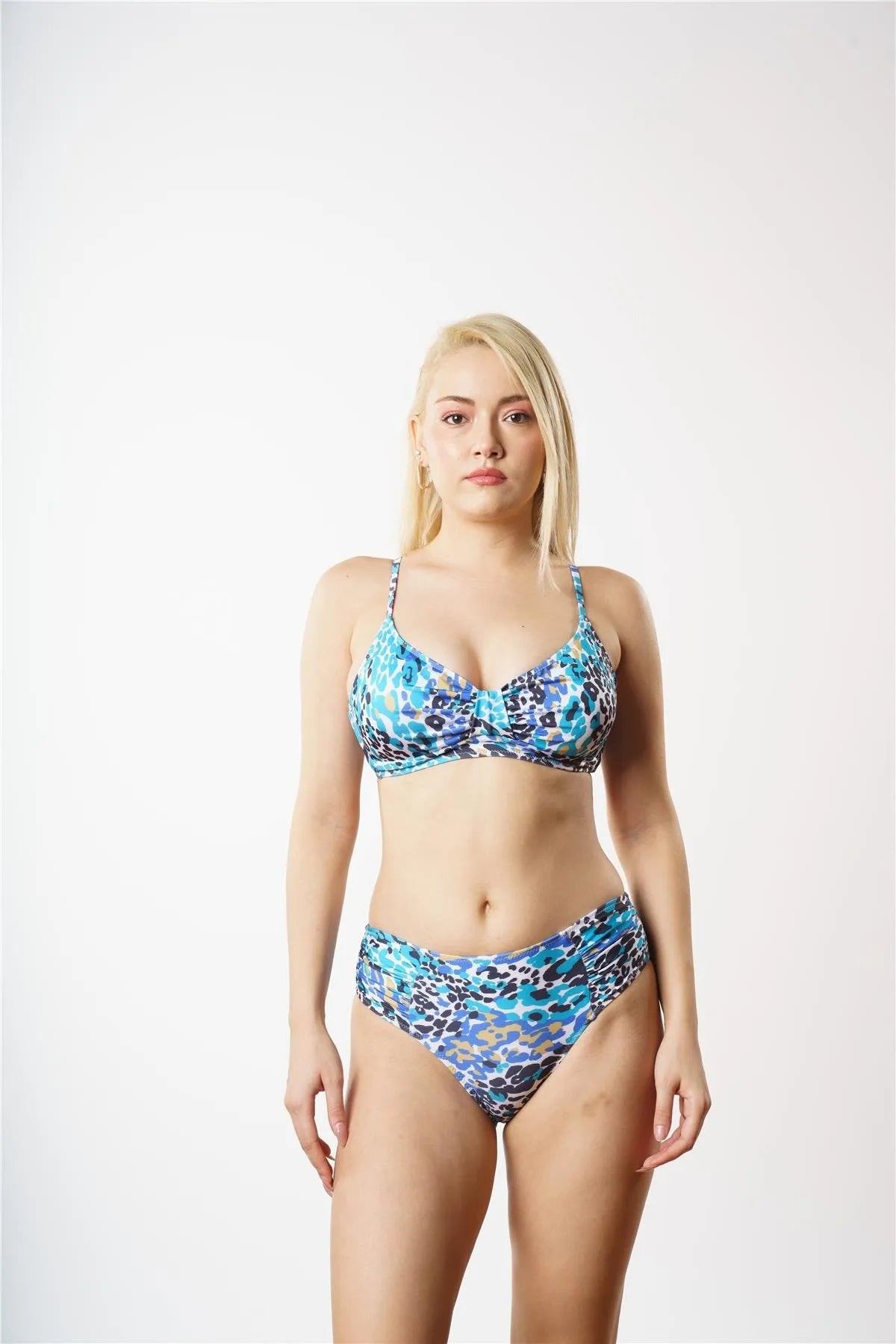 B1849 Kuplu Toparlayıcı Bikini Takım - Mavi