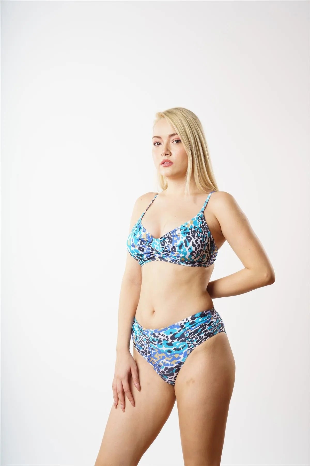 B1849 Kuplu Toparlayıcı Bikini Takım - Mavi