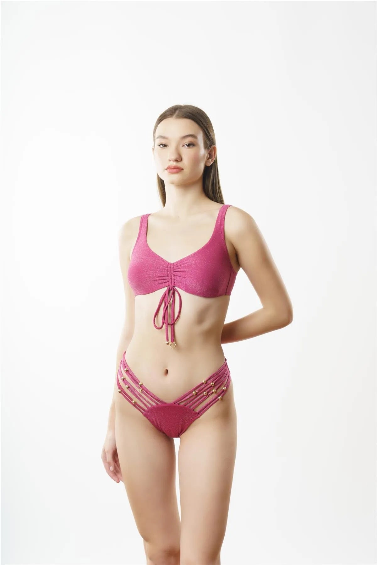 NB1978 Geniş Üçgen Bikini Takım - Bordo