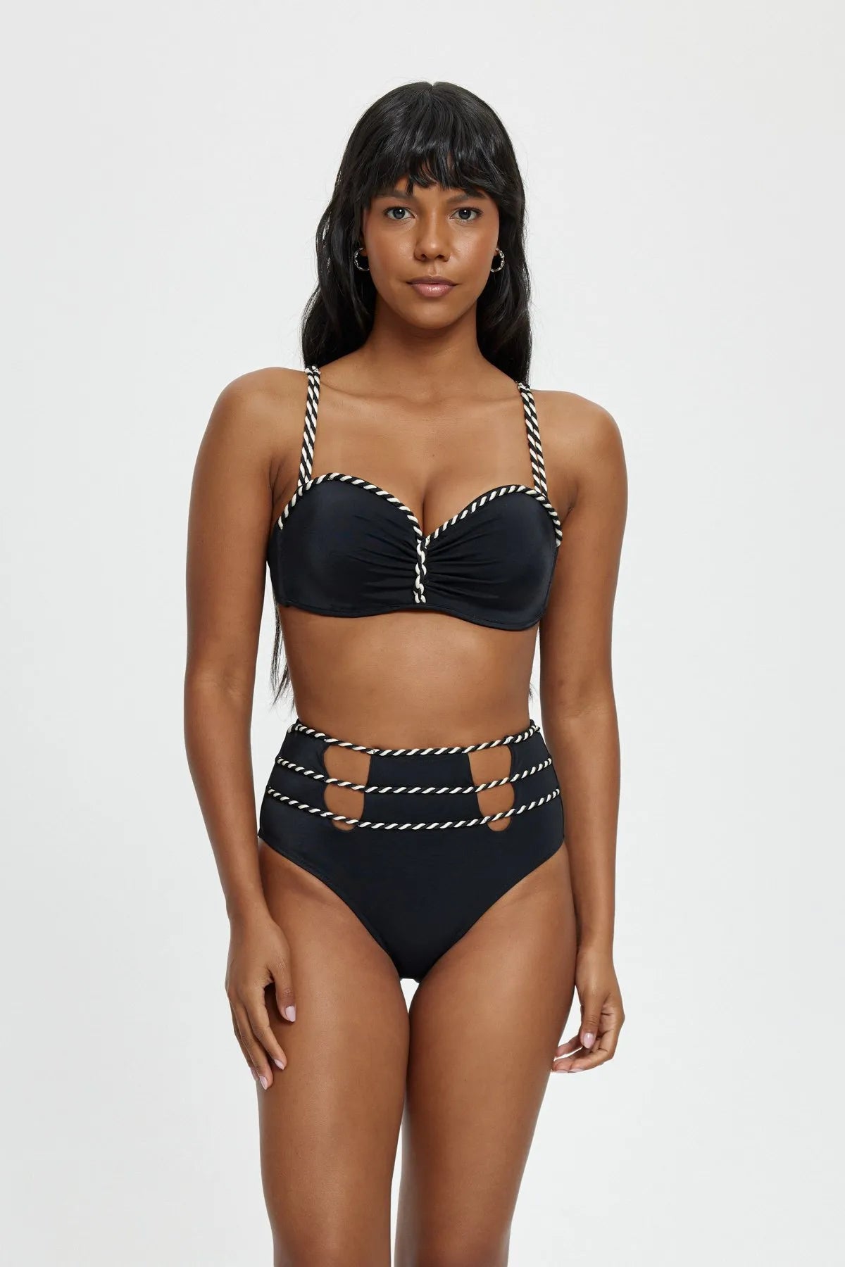 B1858 Boş Kaplı Straplez Bikini Takımı - Siyah