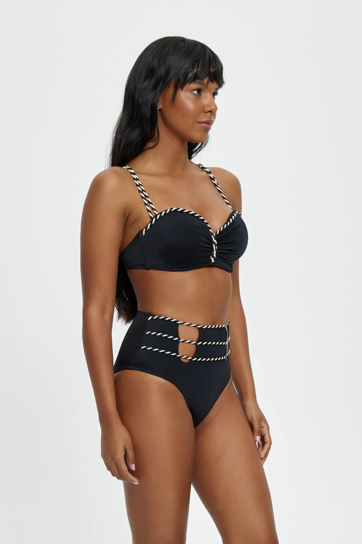 B1858 Boş Kaplı Straplez Bikini Takımı - Siyah