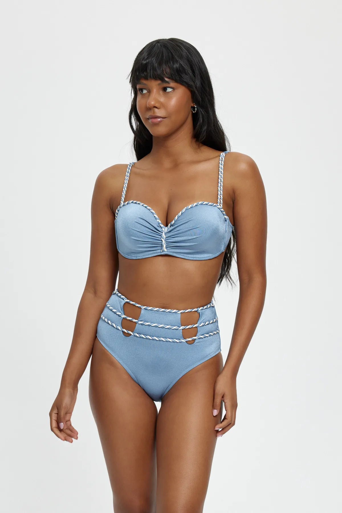 B1858 Boş Kaplı Straplez Bikini Takımı - Gri
