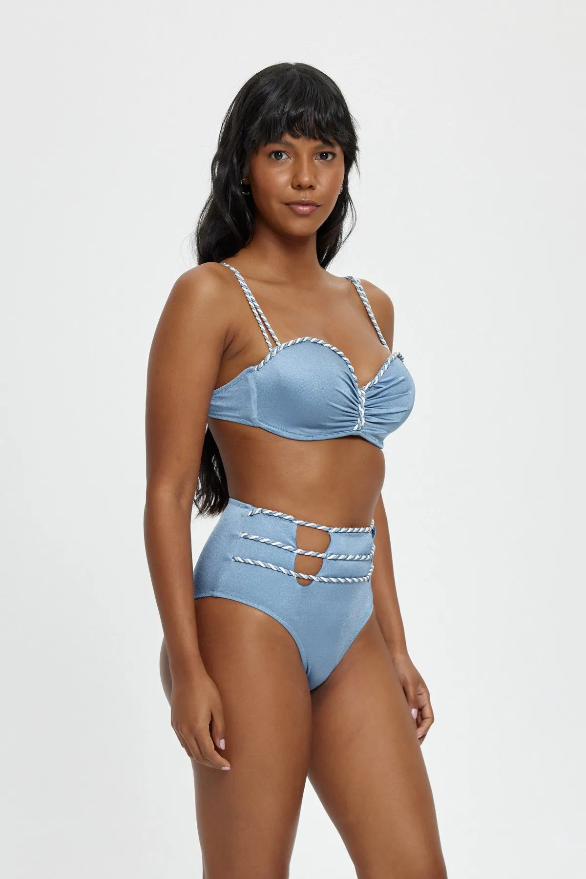 B1858 Boş Kaplı Straplez Bikini Takımı - Gri
