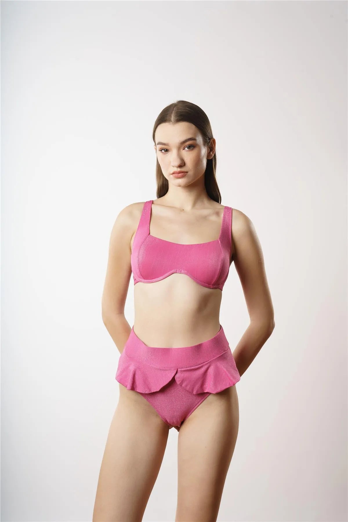 LB1998 Telli Toparlayıcı Bikini Takımı - Pembe