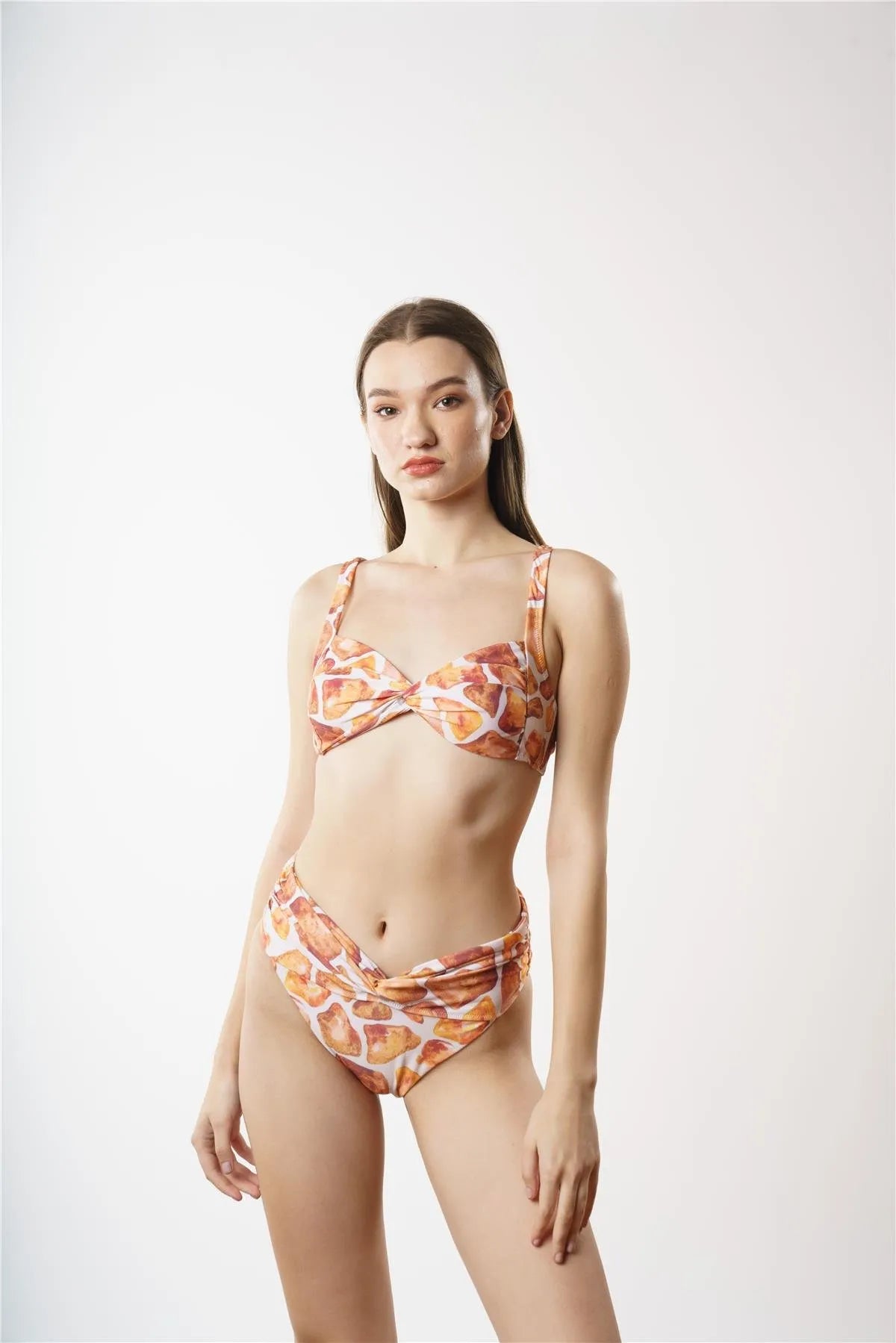 B1874 Kare Yaka Bikini Takımı - Bej