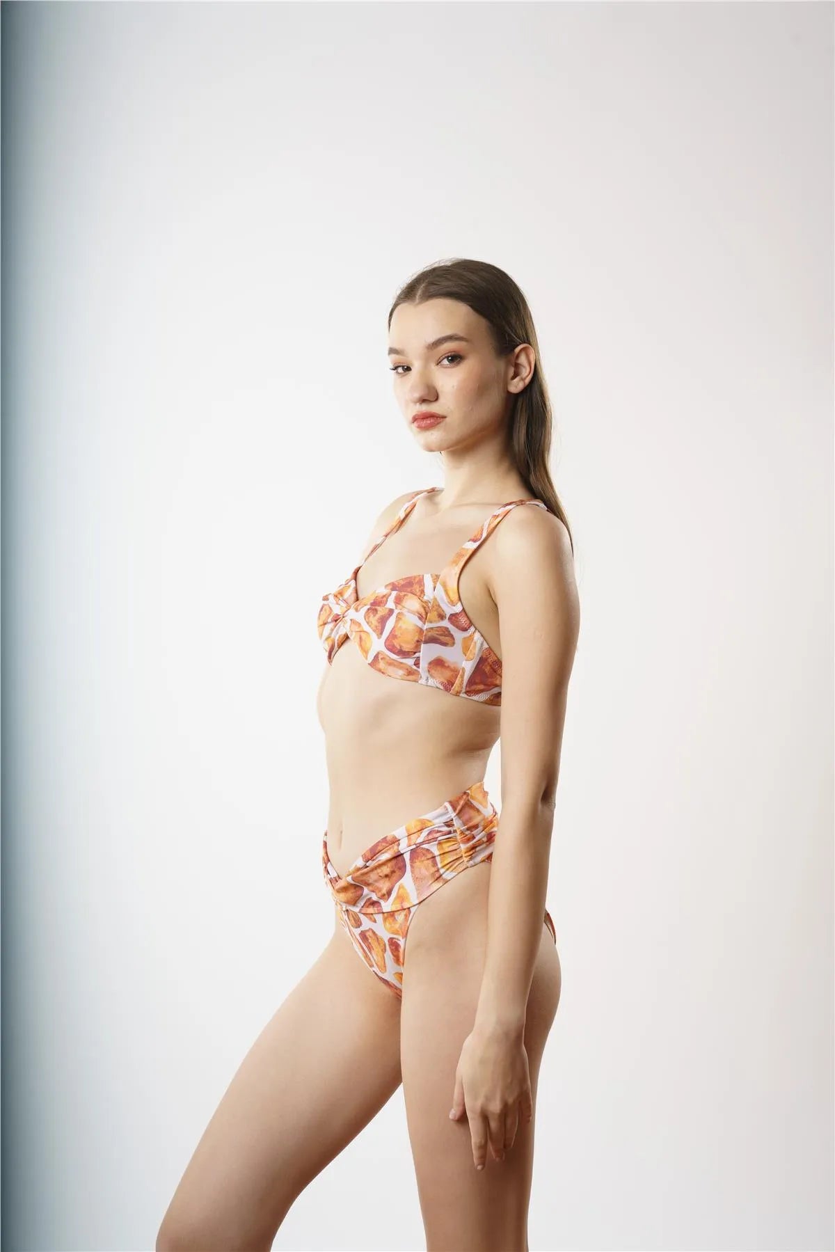 B1874 Kare Yaka Bikini Takımı - Bej